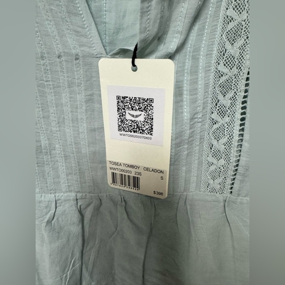 Zadig & Voltaire Tosea Top Short Sleeve Peplum Lace Trim Blue Small - Picture 6 of 8